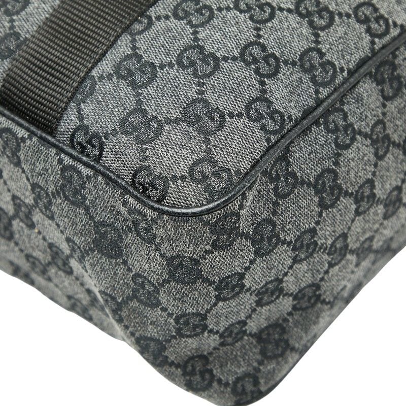 Gucci GG Canvas Business Bag Handbag Grey Black Leather — view 6