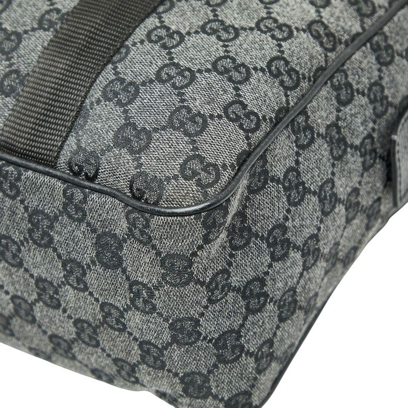 Gucci GG Canvas Business Bag Handbag Grey Black Leather — view 4