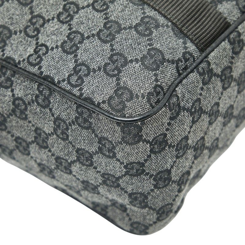 Gucci GG Canvas Business Bag Handbag Grey Black Leather — view 7