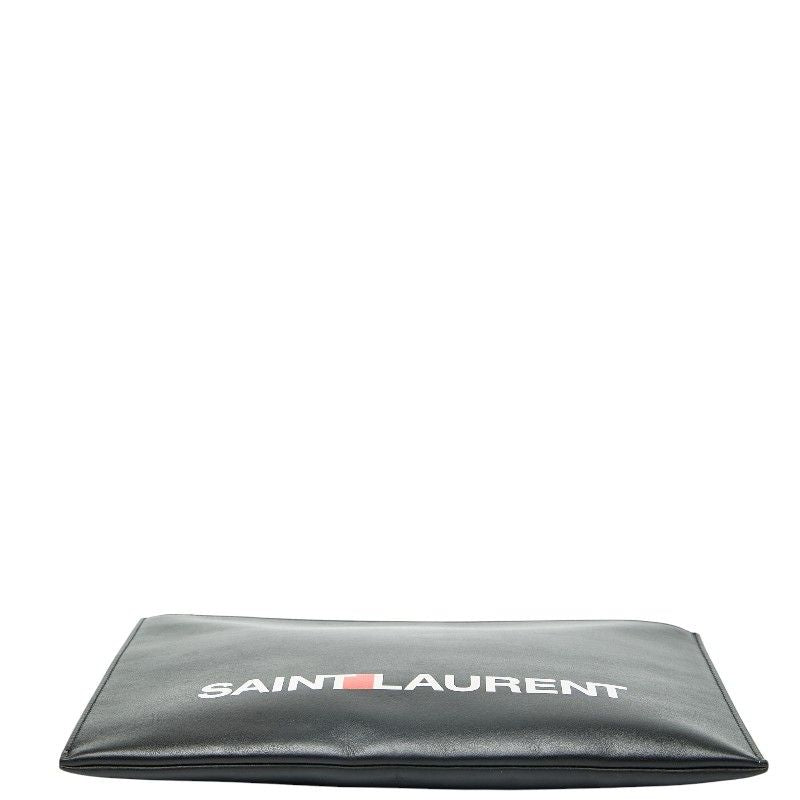 Saint Laurent Logo Clutch Bag Second Black Multicolor Leather Women — view 3