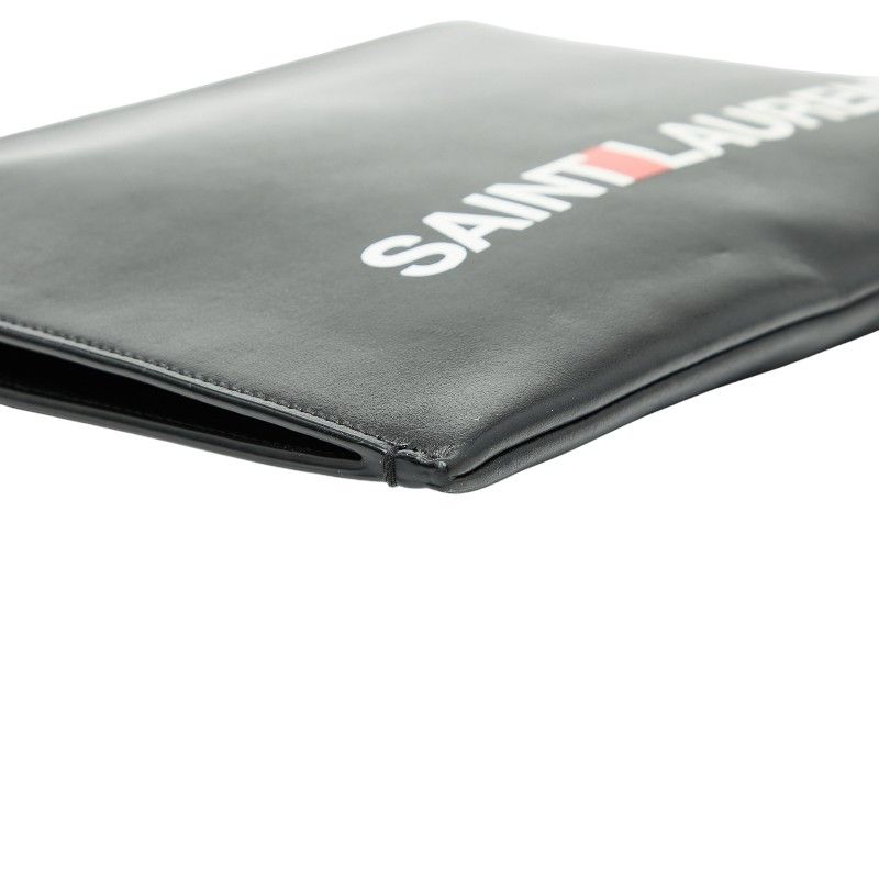 Saint Laurent Logo Clutch Bag Second Black Multicolor Leather Women — view 5