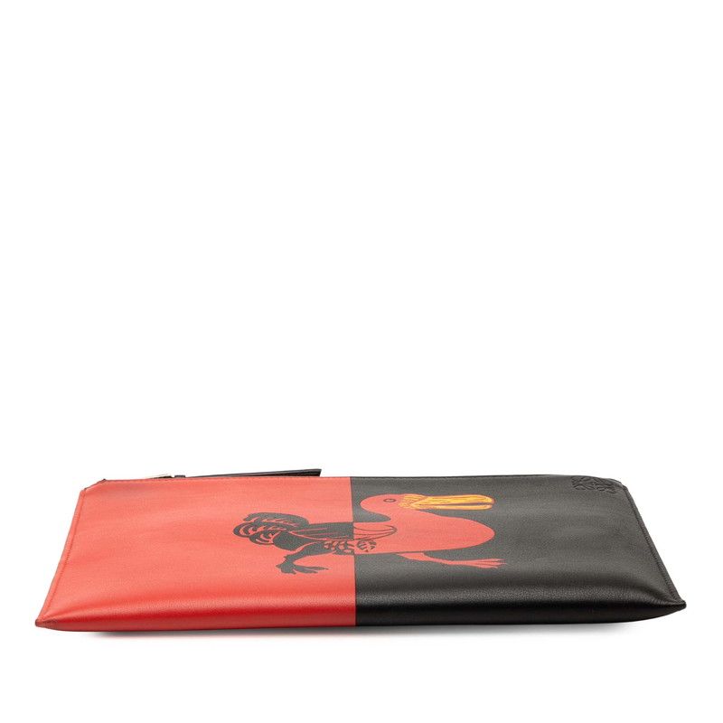 Loewe Anagram Bicolor Clutch Bag Second Black Red Leather — view 3