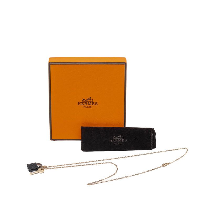 Hermes Amulet Padlock PM Pendant Necklace Gold Brown Plated Buffalo Horn — view 7