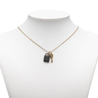 Hermes Amulet Padlock PM Pendant Necklace Gold Brown Plated Buffalo Horn — view 8