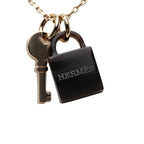 Hermes Amulet Padlock PM Pendant Necklace Gold Brown Plated Buffalo Horn — view 3