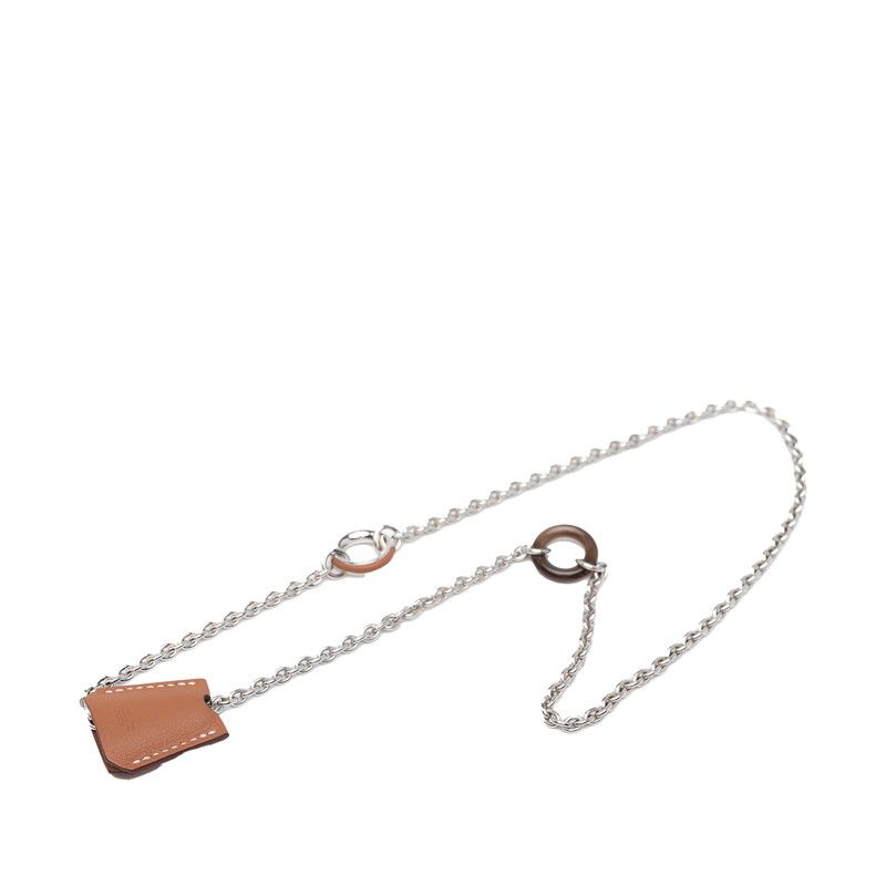 Hermes Clochette Necklace Silver Brown Metal Vorsiflte — view 6