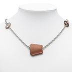 Hermes Clochette Necklace Silver Brown Metal Vorsiflte — view 9