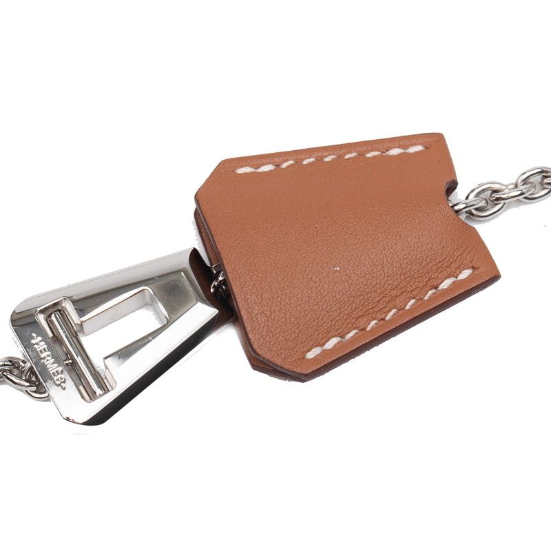 Hermes Clochette Necklace Silver Brown Metal Vorsiflte — view 4