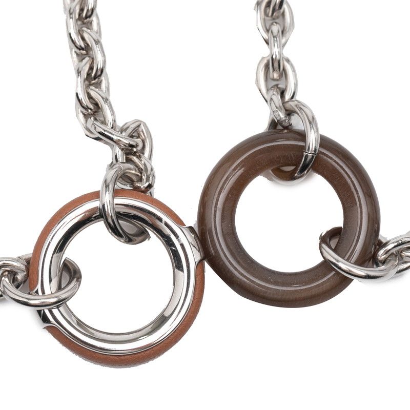 Hermes Clochette Necklace Silver Brown Metal Vorsiflte — view 7