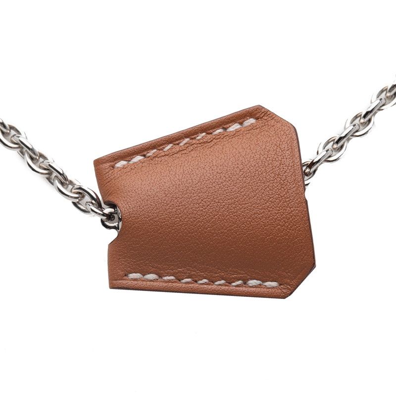 Hermes Clochette Necklace Silver Brown Metal Vorsiflte — view 5