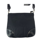 Prada Triangle Logo Plate Black Silver Hardware Nylon Leather Shoulder Bag — view 2