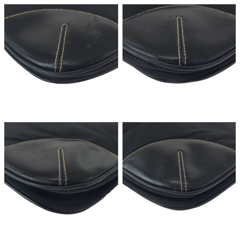 Prada Triangle Logo Plate Black Silver Hardware Nylon Leather Shoulder Bag — view 3
