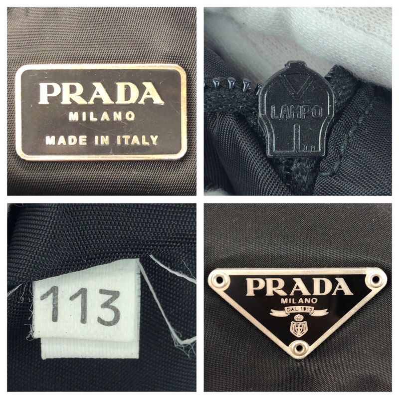 Prada Tessuto Triangle Logo Plate Black Silver Hardware Nylon Shoulder Bag — view 4