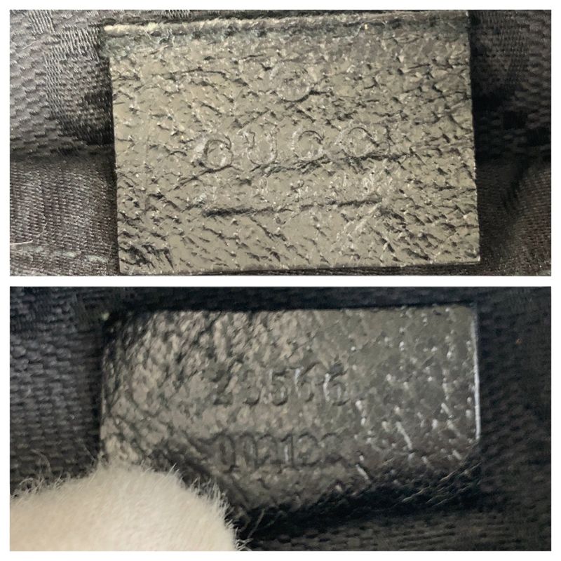 Gucci Black Silver Hardware GG Canvas Leather 28566 Body Bag Waist Pouch — view 4