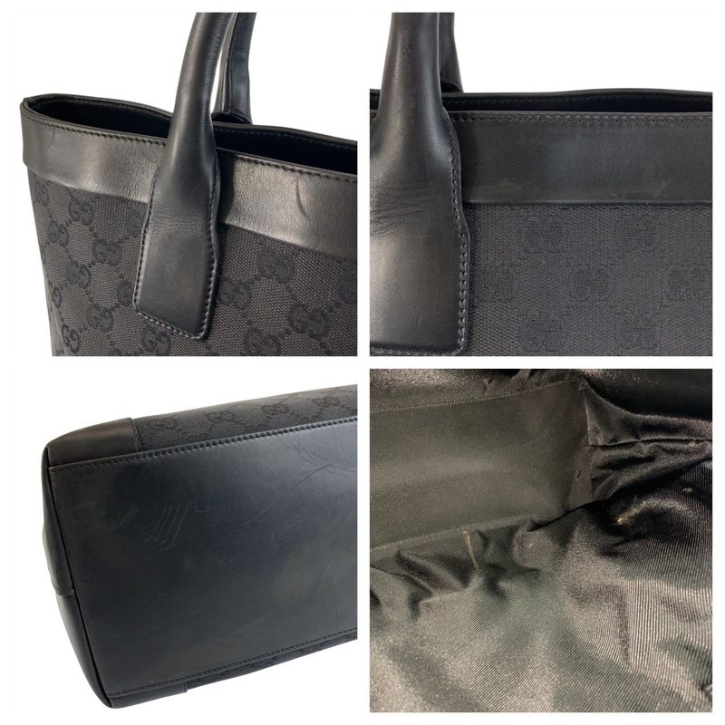 Gucci Black GG Canvas Leather 33889 Tote Bag — view 5