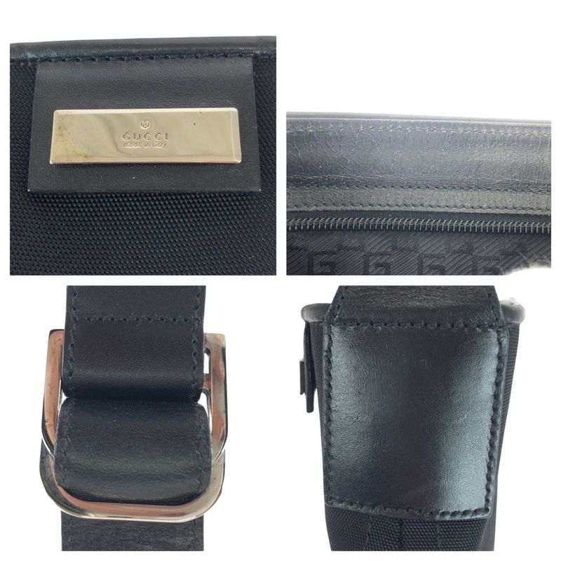 Gucci Black Silver Hardware Canvas Leather 019 0422 Shoulder Bag Pochette — view 7