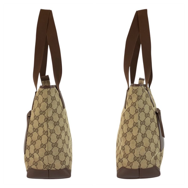 Gucci Beige Brown Silver Hardware GG Canvas Leather 019 0402 Tote Bag — view 7