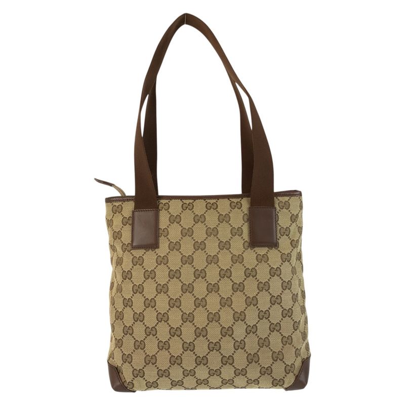Gucci Beige Brown Silver Hardware GG Canvas Leather 019 0402 Tote Bag — view 2