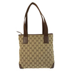 Gucci Beige Brown Silver Hardware GG Canvas Leather 019 0402 Tote Bag — view 2