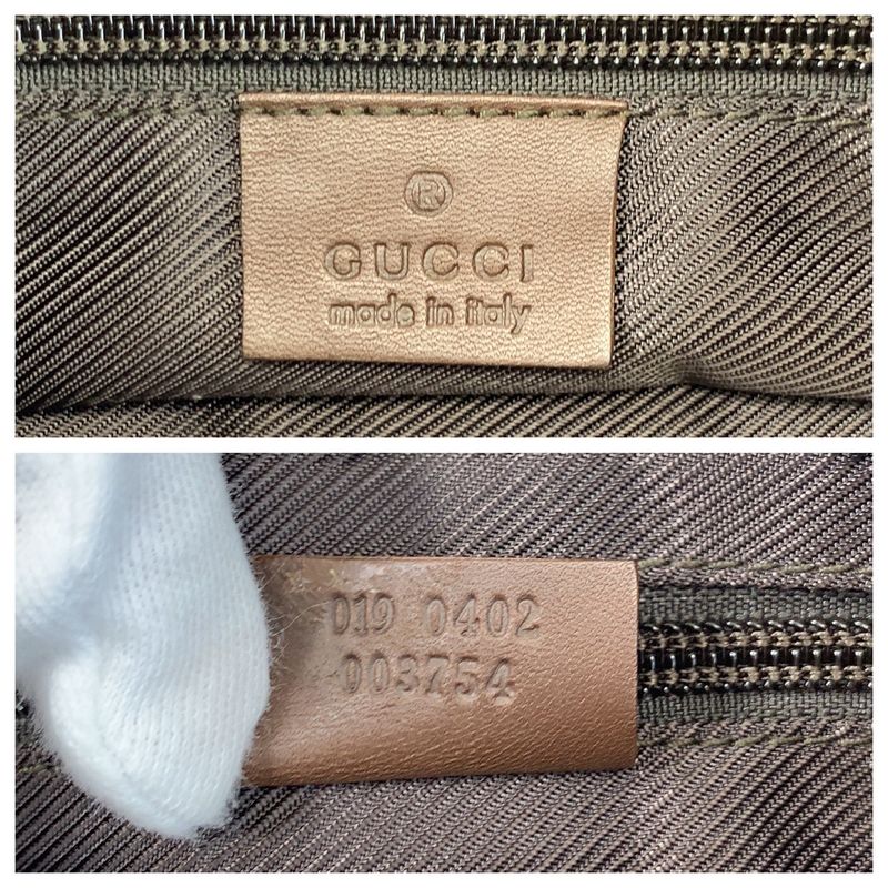 Gucci Beige Brown Silver Hardware GG Canvas Leather 019 0402 Tote Bag — view 4