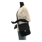 Prada Tessuto Saffiano Triangle Logo Plate Black Silver Hardware Nylon Leather — view 7