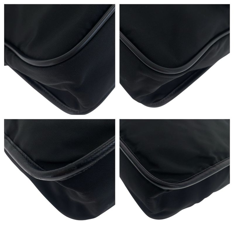 Prada Tessuto Saffiano Triangle Logo Plate Black Silver Hardware Nylon Leather — view 3