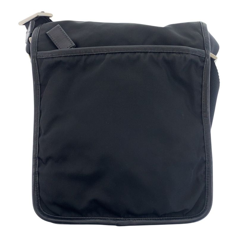 Prada Tessuto Saffiano Triangle Logo Plate Black Silver Hardware Nylon Leather — view 2