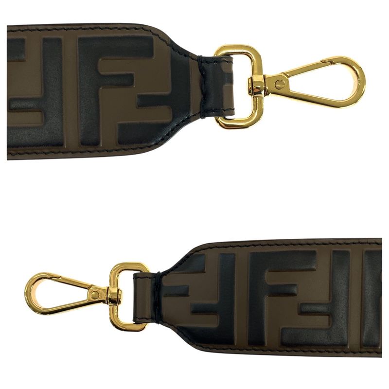 Fendi Strap You FF Logo Brown Gold Hardware Leather Shoulder — view 6