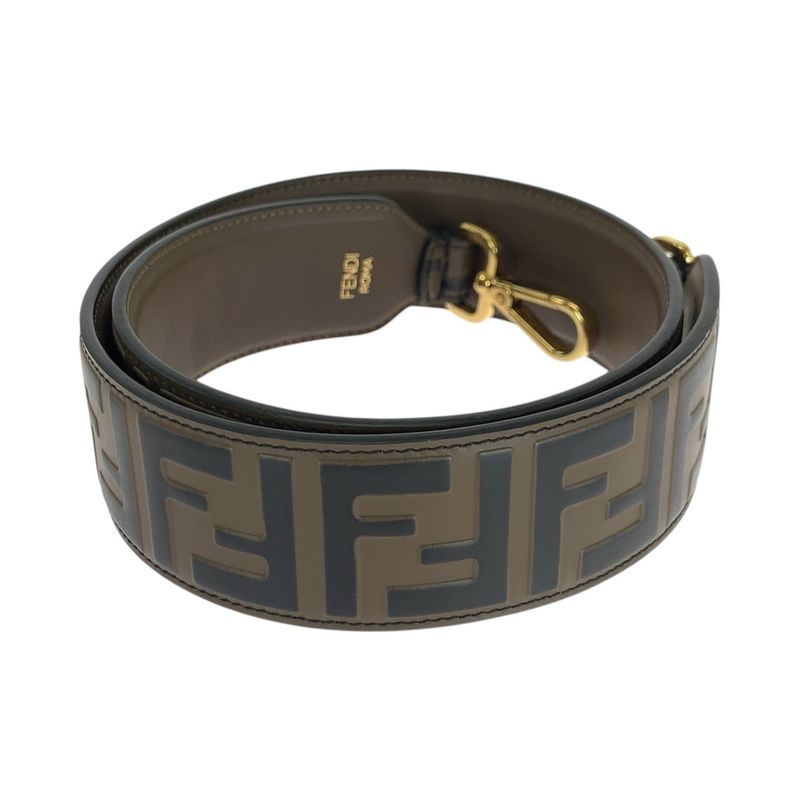 Fendi Strap You FF Logo Brown Gold Hardware Leather Shoulder — view 2