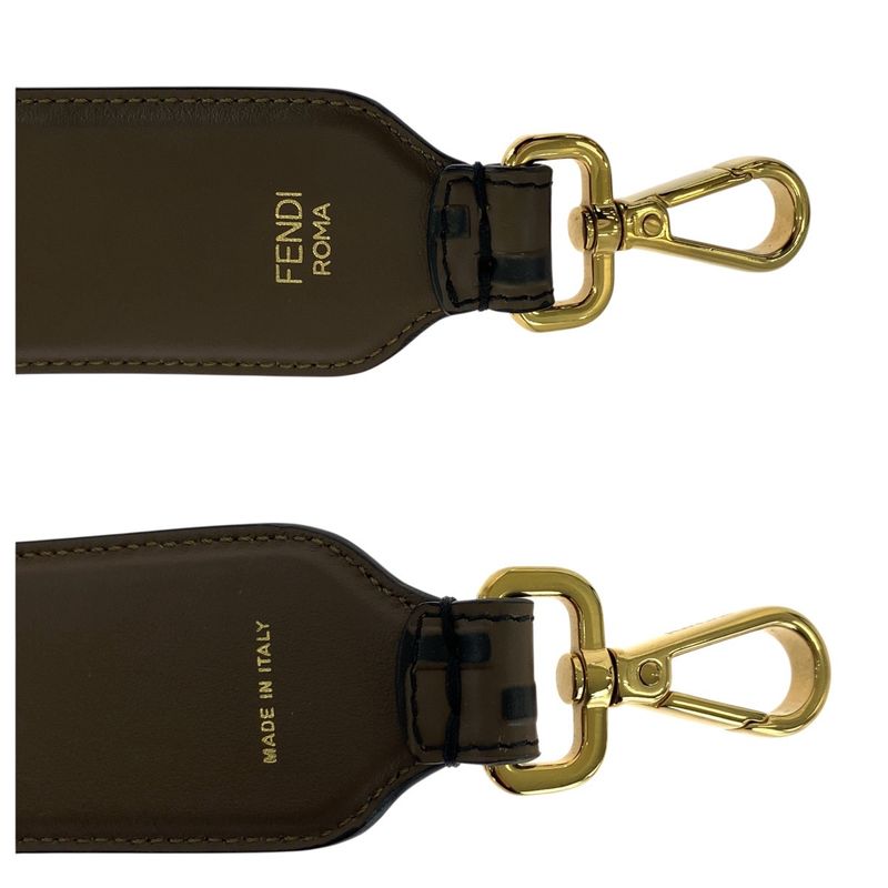 Fendi Strap You FF Logo Brown Gold Hardware Leather Shoulder — view 5