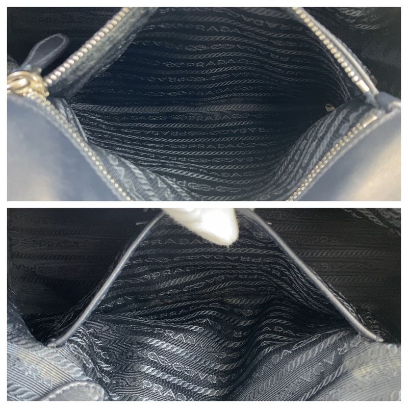 Prada Tessuto Navy Nylon Leather Tote — view 5