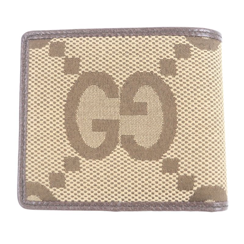 Gucci Canvas Leather Jumbo GG Compact Wallet Bifold Brown — view 3