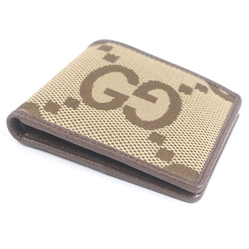 Gucci Canvas Leather Jumbo GG Compact Wallet Bifold Brown — view 4