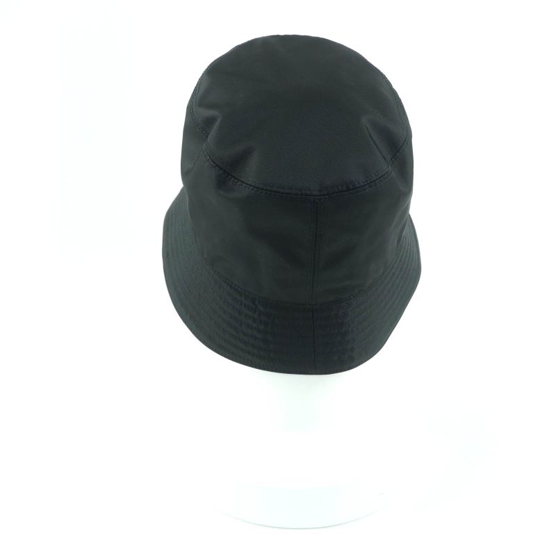 Prada 2 Hc137 re-nylon Triangle Logo Plate Bucket Hat Black — view 4