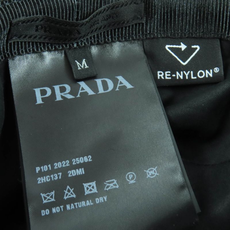 Prada 2 Hc137 re-nylon Triangle Logo Plate Bucket Hat Black — view 8