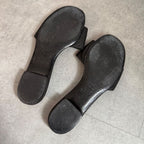 Chanel Coco Mark Leather Fur Quilted Slide Sandals Flat 35 C — view 8