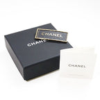Chanel Logo Brooch Metal Leather Gold Black Tag A23 S Rank — view 7