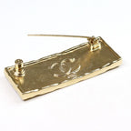 Chanel Logo Brooch Metal Leather Gold Black Tag A23 S Rank — view 3