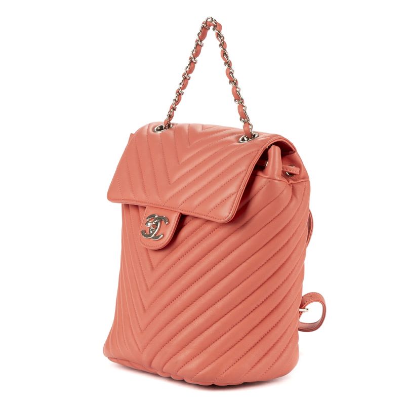 Chanel Spirit Backpack Pink Chevron Quilted Calfskin Leather — view 3