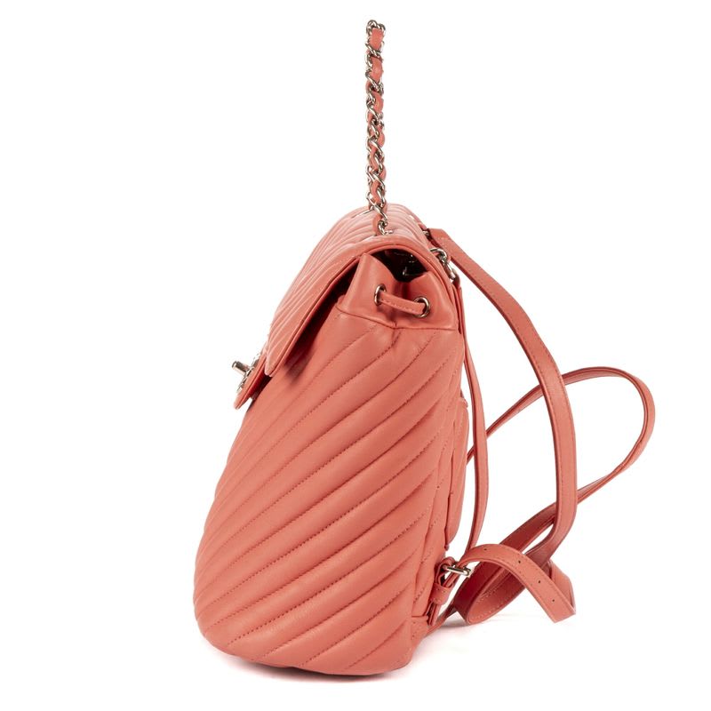 Chanel Spirit Backpack Pink Chevron Quilted Calfskin Leather — view 4