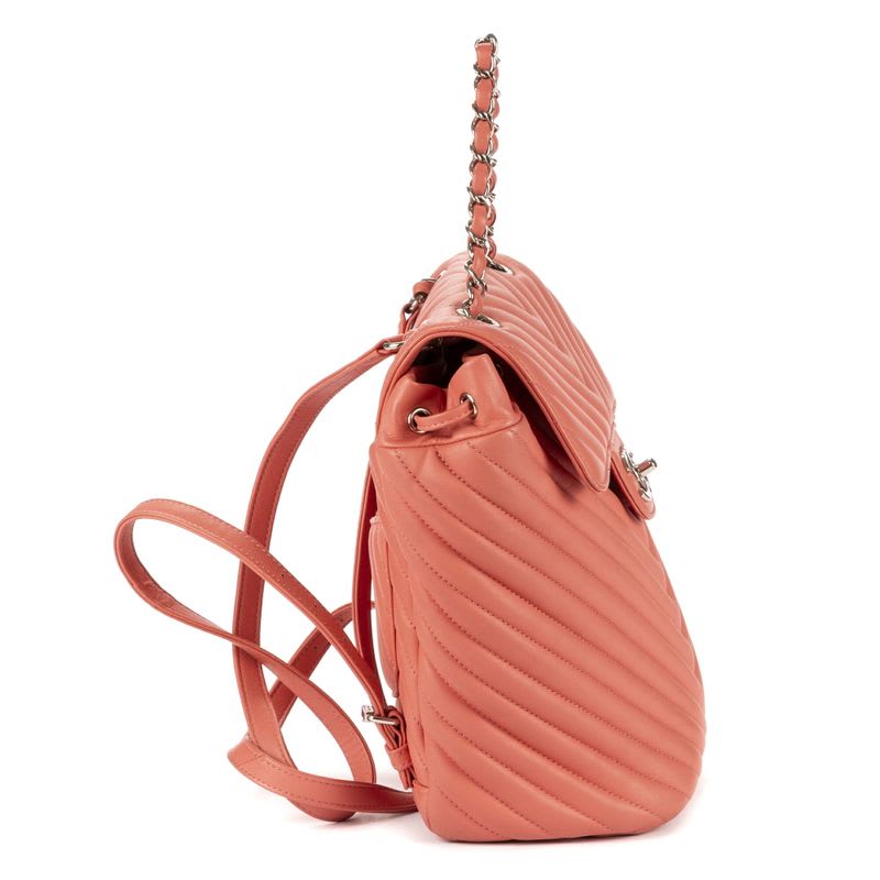Chanel Spirit Backpack Pink Chevron Quilted Calfskin Leather — view 6