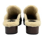 Hermes Carlotta Sandals Shoes Leather Shearling Wood Black Silver Sabot Mule — view 5