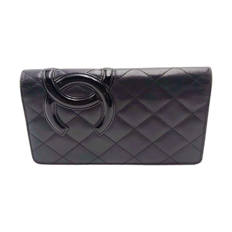 Chanel Cambon Long Foldable Wallet Black Pink — view 2