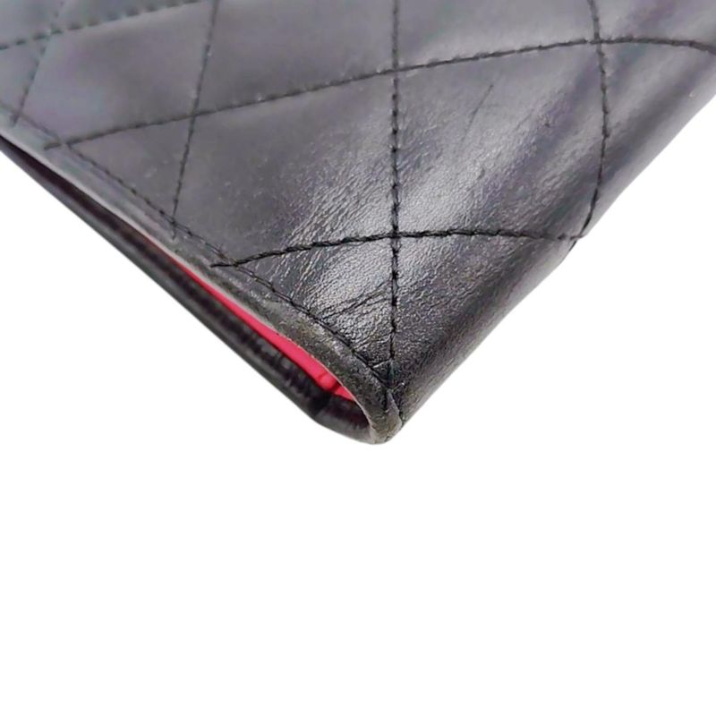 Chanel Cambon Long Foldable Wallet Black Pink — view 8