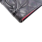 Chanel Cambon Long Foldable Wallet Black Pink — view 9