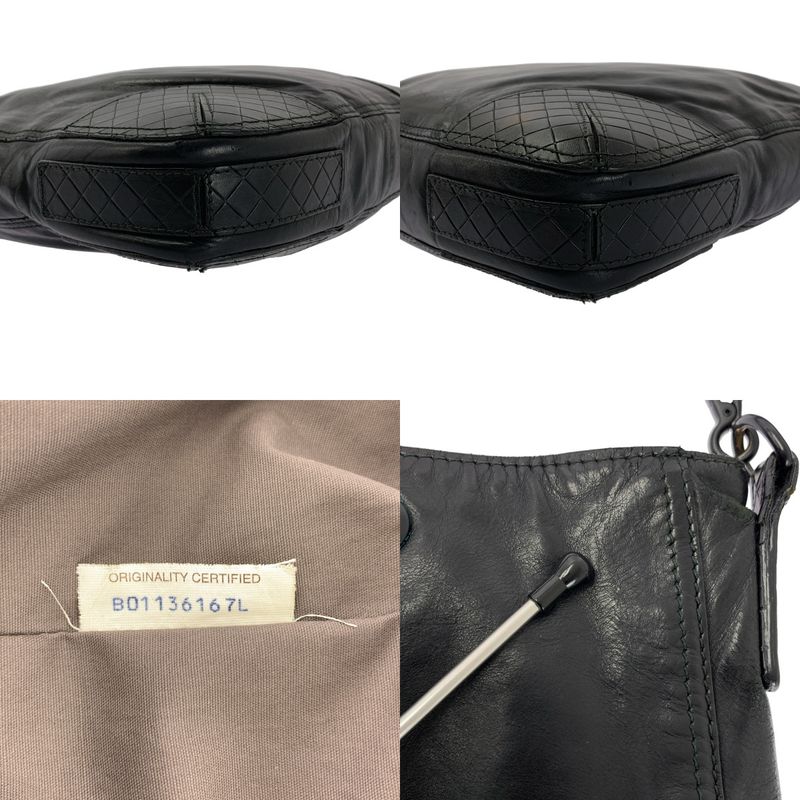 Bottega Veneta Scolpito Leather Shoulder Bag Black — view 8