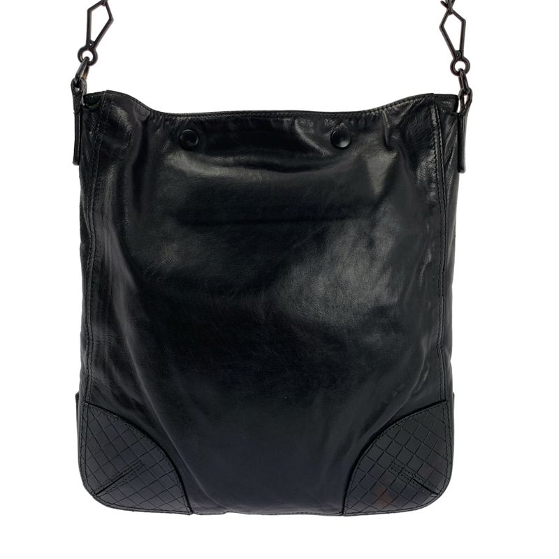Bottega Veneta Scolpito Leather Shoulder Bag Black — view 4