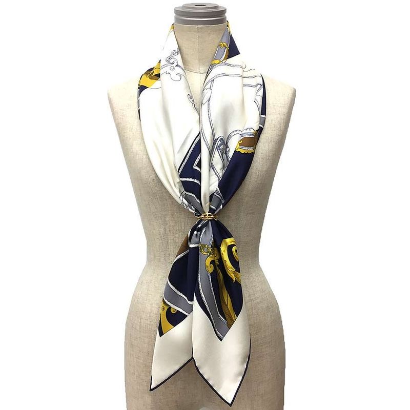 Hermes Carre 90 L'instrvction DV ROY Imperial Scarf Silk White New — view 2