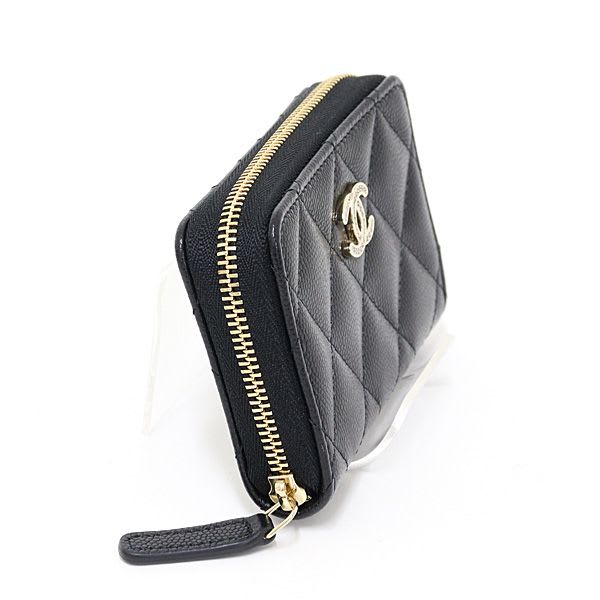 Chanel Quilted Coin Purse Caviar Leather Black Ap4818 Coco Mark Card Case — view 6