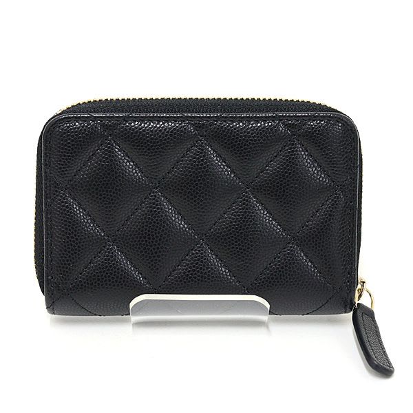Chanel Quilted Coin Purse Caviar Leather Black Ap4818 Coco Mark Card Case — view 3